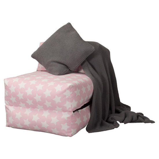 LOUNGE PUG, Avery, Slaapstoel Single, Afdruk Roze Ster