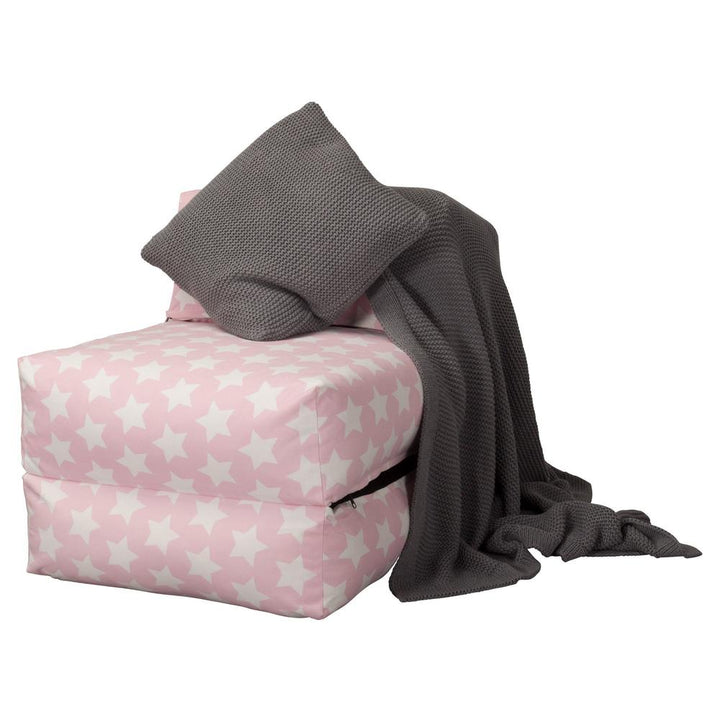 LOUNGE PUG, Avery, Slaapstoel Single, Afdruk Roze Ster