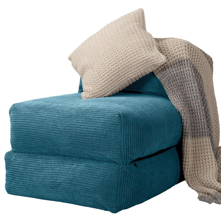 LOUNGE PUG, Avery, Slaapstoel Single, Pompom Petrol