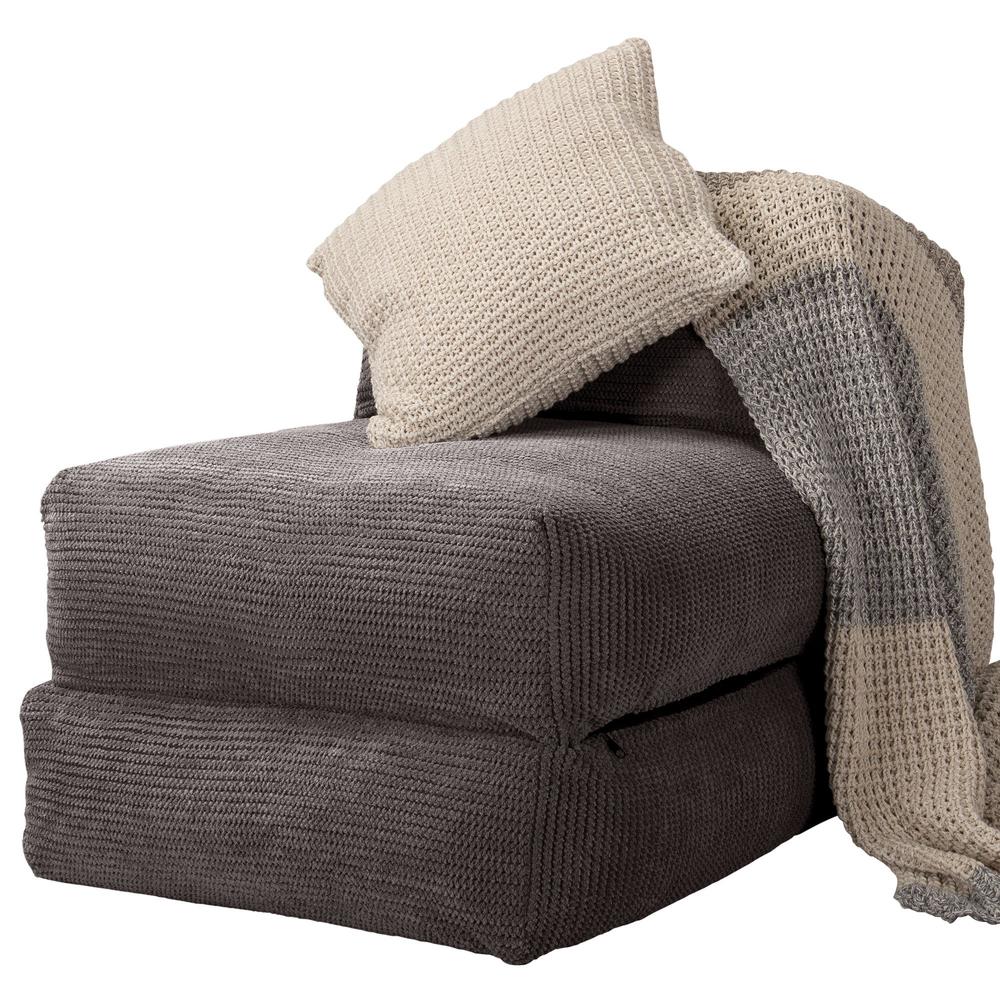 LOUNGE PUG, Avery, Slaapstoel Single, Pompom Antraciet