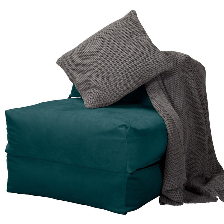 LOUNGE PUG, Avery, Slaapstoel Single, Fluweel Petrol