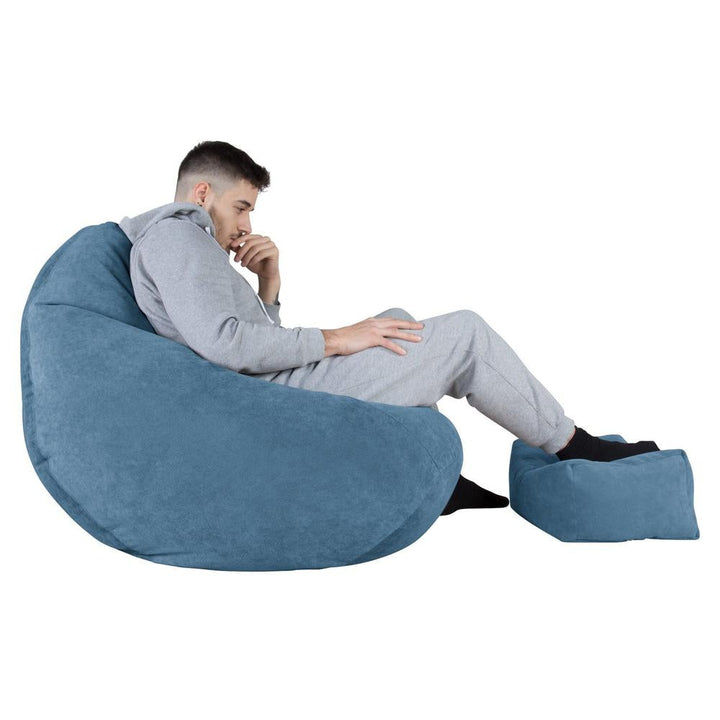LOUNGE PUG - Zitzak Gaming Stoel - Fauteuil Poef - Wafelstof Petrol