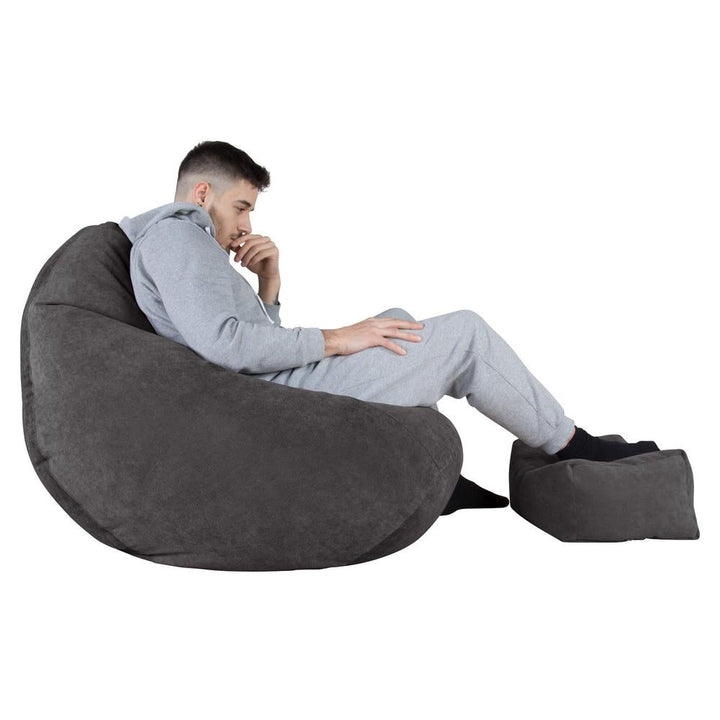 LOUNGE PUG - Zitzak Gaming Stoel - Fauteuil Poef - Wafelstof Antraciet