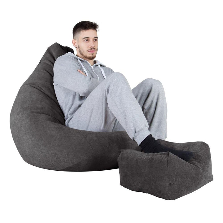 LOUNGE PUG - Zitzak Gaming Stoel - Fauteuil Poef - Wafelstof Antraciet