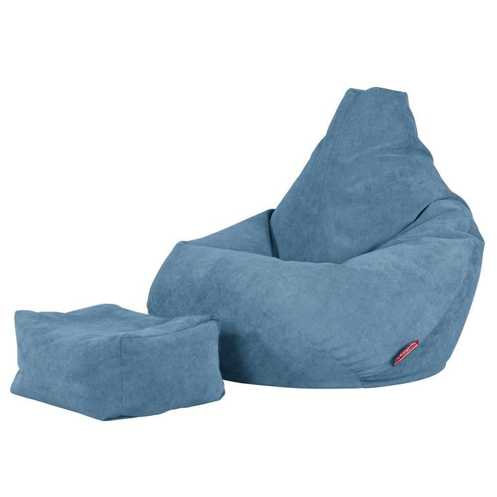 LOUNGE PUG - Zitzak Gaming Stoel - Fauteuil Poef - Wafelstof Petrol