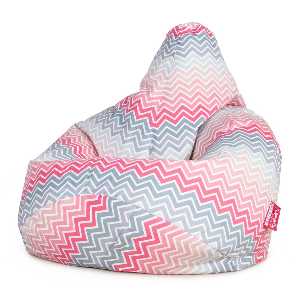 LOUNGE PUG - Zitzak Gaming Stoel - Fauteuil Poef - Geometrische Afdruk Chevron Roze