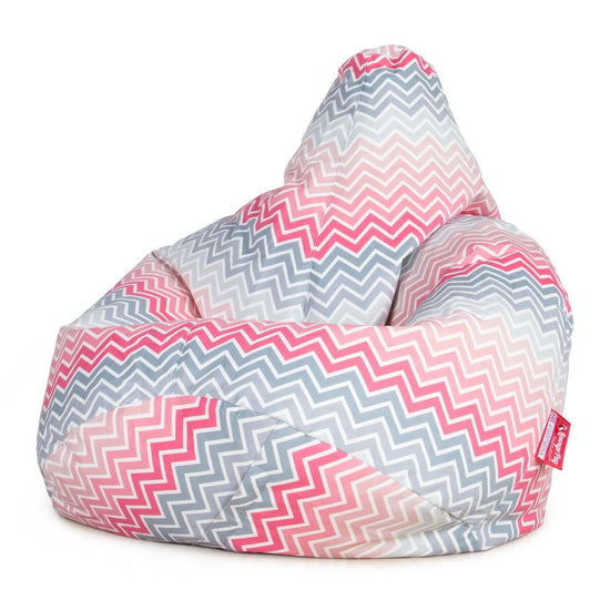 LOUNGE PUG - Zitzak Gaming Stoel - Fauteuil Poef - Geometrische Afdruk Chevron Roze