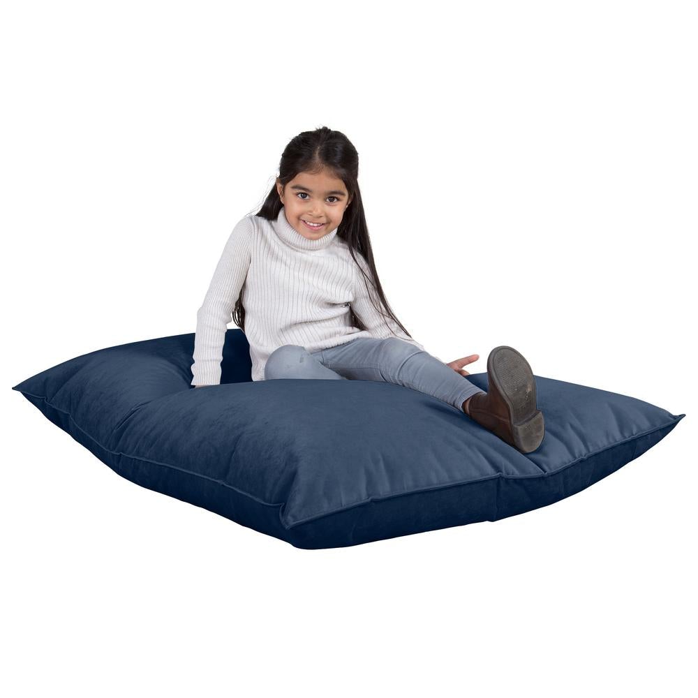 LOUNGE PUG, Kinder Zitzak Vloerkussen L, Fluweel Marineblauw