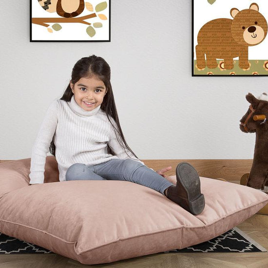 LOUNGE PUG, Kinder Zitzak Vloerkussen L, Fluweel Roze