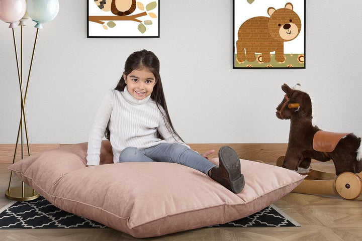 LOUNGE PUG, Kinder Zitzak Vloerkussen L, Fluweel Roze