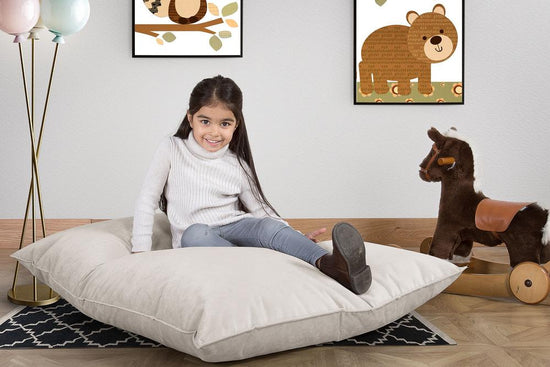 LOUNGE PUG, Kinder Zitzak Vloerkussen L, Fluweel Zilver