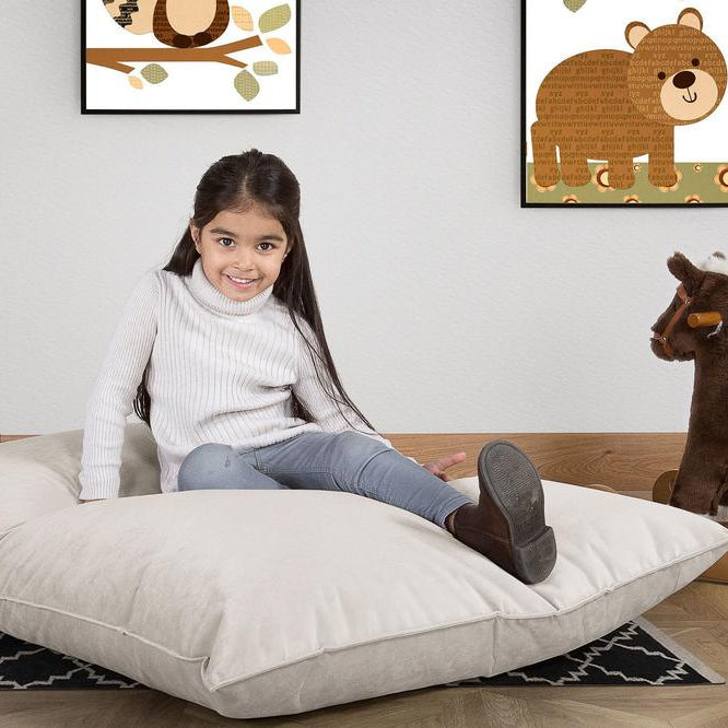 LOUNGE PUG, Kinder Zitzak Vloerkussen L, Fluweel Zilver