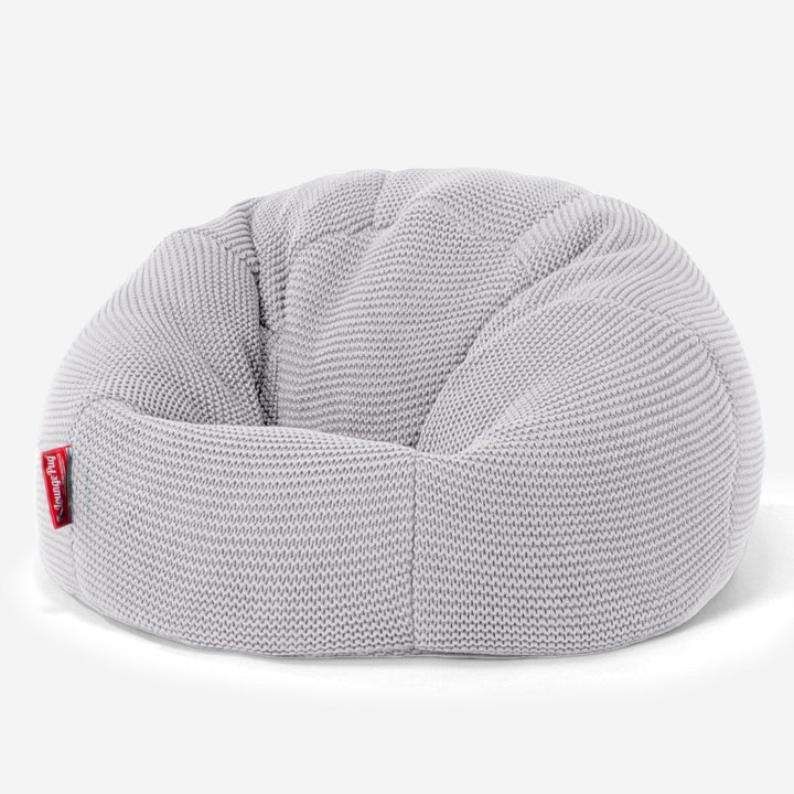 LOUNGE PUG - ELLOS Gebreide - Kinderfauteuil Zitzakken - Kinder Klassieke Zitzak Stoel - Lichtgrijs