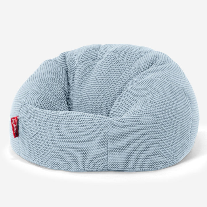 LOUNGE PUG - ELLOS Gebreide - Kinderfauteuil Zitzakken - Kinder Klassieke Zitzak Stoel - Mistig Blauw