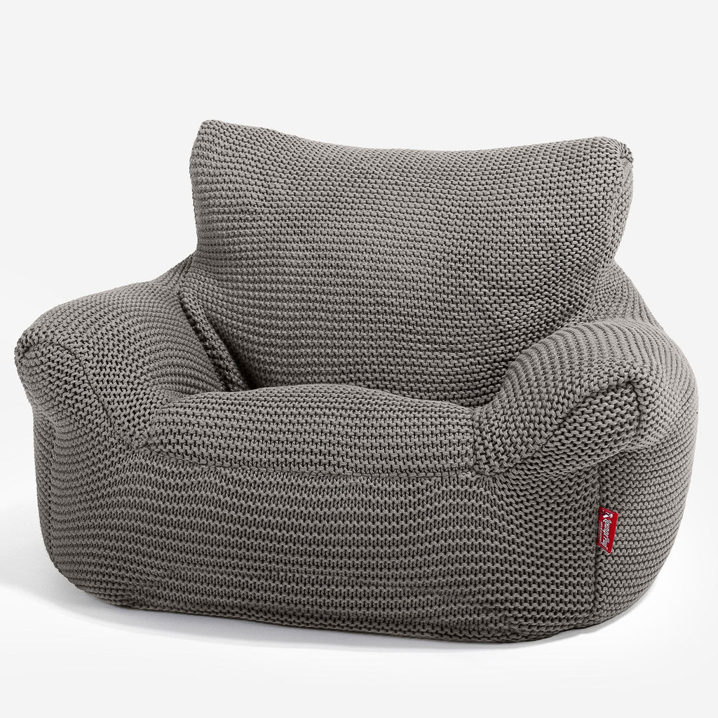 LOUNGE PUG - Kinderfauteuil Zitzakken - Poef - Ellos Gebreide Grijs