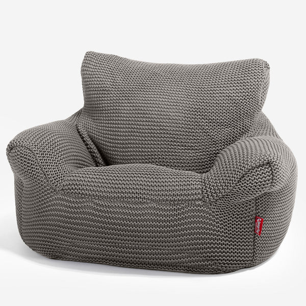 LOUNGE PUG - Kinderfauteuil Zitzakken - Poef - Ellos Gebreide Grijs