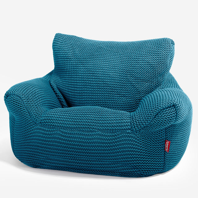 LOUNGE PUG - Kinderfauteuil Zitzakken - Poef - Ellos Gebreide Petrol
