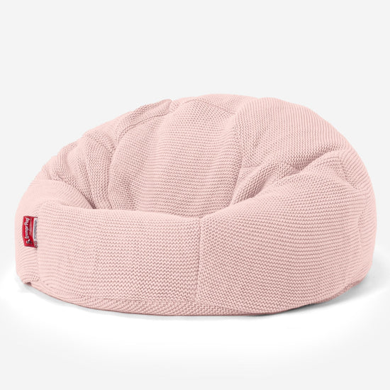 LOUNGE PUG, Klassieke Zitzak Stoel, Poef, Ellos Gebreide Baby Roze