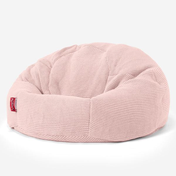 LOUNGE PUG, Klassieke Zitzak Stoel, Poef, Ellos Gebreide Baby Roze