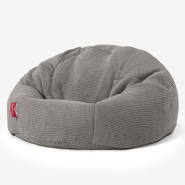 LOUNGE PUG, Klassieke Zitzak Stoel, Poef, Ellos Gebreide Grijs