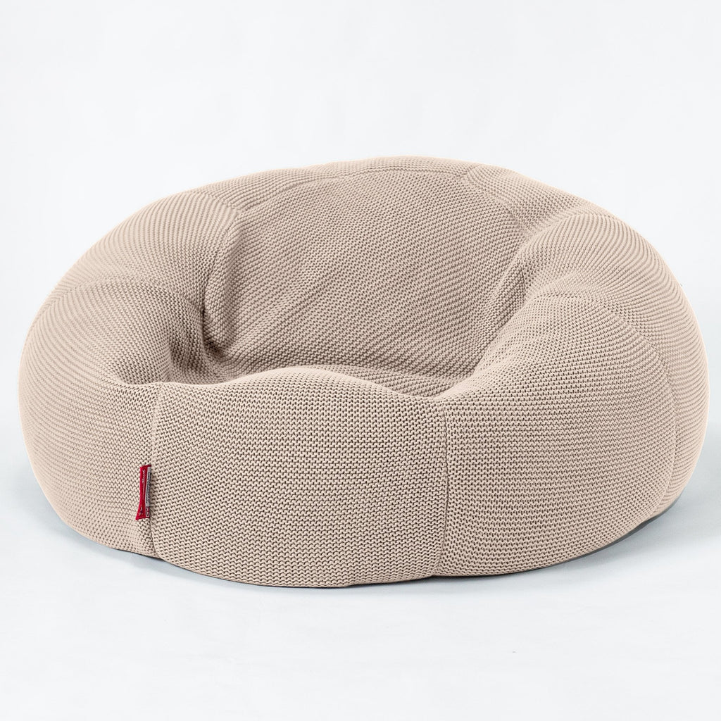 LOUNGE PUG - Klassieke Zitzak Stoel Bank - Beanbag - Fauteuil Poef - Ellos Gebreide Crème