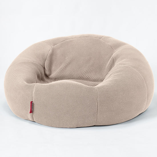 LOUNGE PUG - Klassieke Zitzak Stoel Bank - Beanbag - Fauteuil Poef - Ellos Gebreide Crème
