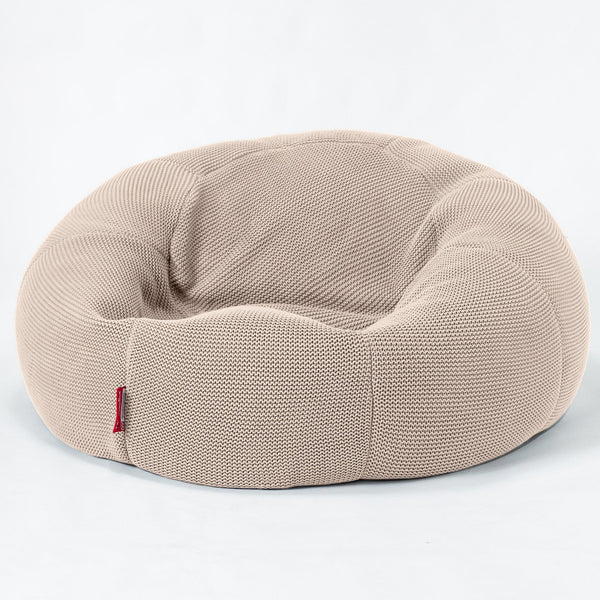 LOUNGE PUG - Klassieke Zitzak Stoel Bank - Beanbag - Fauteuil Poef - Ellos Gebreide Crème