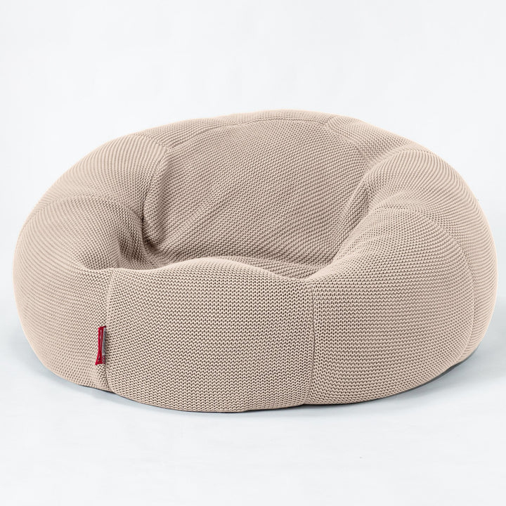LOUNGE PUG - Klassieke Zitzak Stoel Bank - Beanbag - Fauteuil Poef - Ellos Gebreide Crème