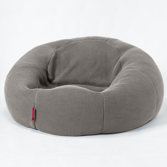 LOUNGE PUG - Klassieke Zitzak Stoel Bank - Beanbag - Fauteuil Poef - Ellos Gebreide Grijs