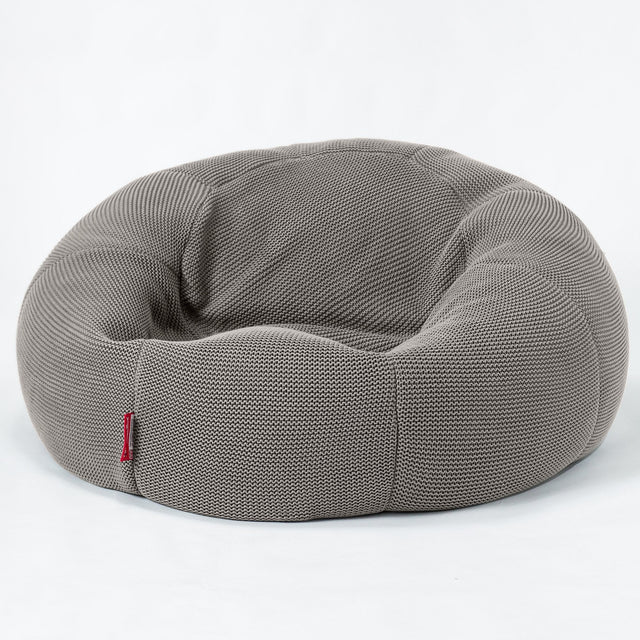 LOUNGE PUG - Klassieke Zitzak Stoel Bank - Beanbag - Fauteuil Poef - Ellos Gebreide Grijs