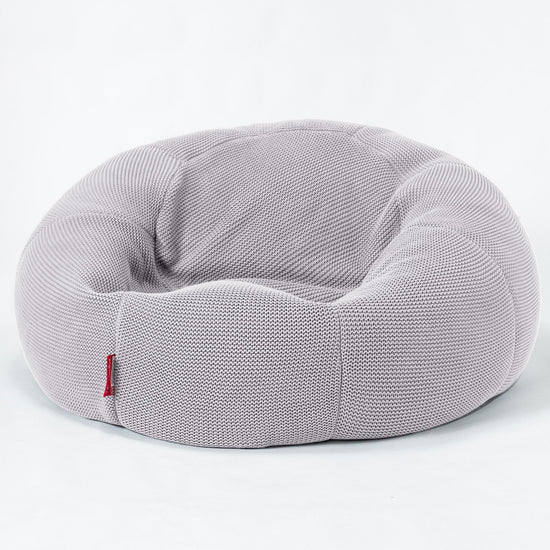 LOUNGE PUG - Klassieke Zitzak Stoel Bank - Beanbag - Fauteuil Poef - Ellos Gebreide Lichtgrijze