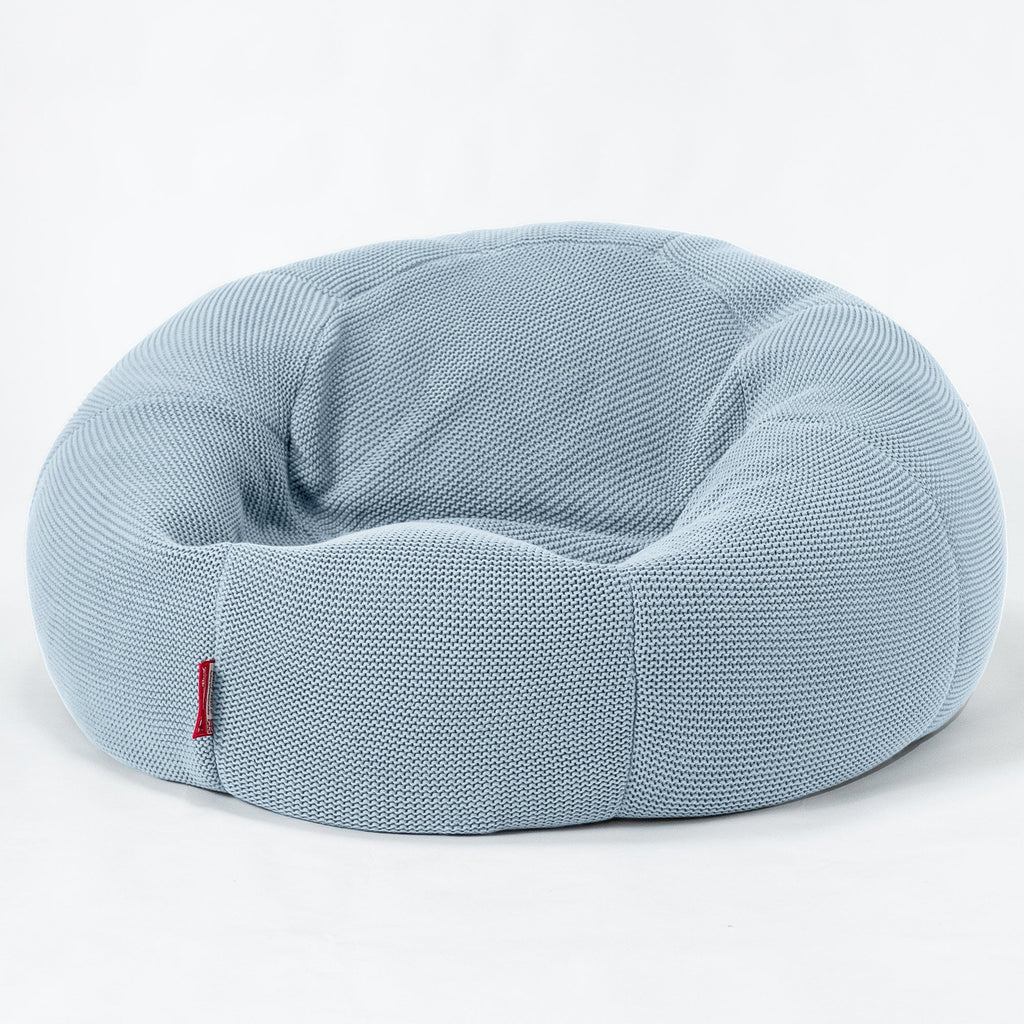 LOUNGE PUG - Klassieke Zitzak Stoel Bank - Beanbag - Fauteuil Poef - Ellos Gebreide Mistig Blauw