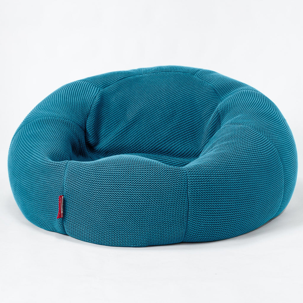 LOUNGE PUG - Klassieke Zitzak Stoel Bank - Beanbag - Fauteuil Poef - Ellos Gebreide Petrol