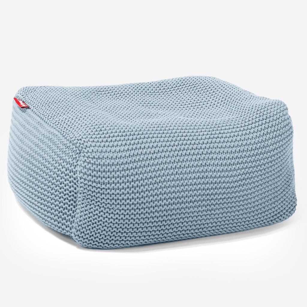 LOUNGE PUG - Voetenbank Poef - Ellos Gebreide Mistig Blauw