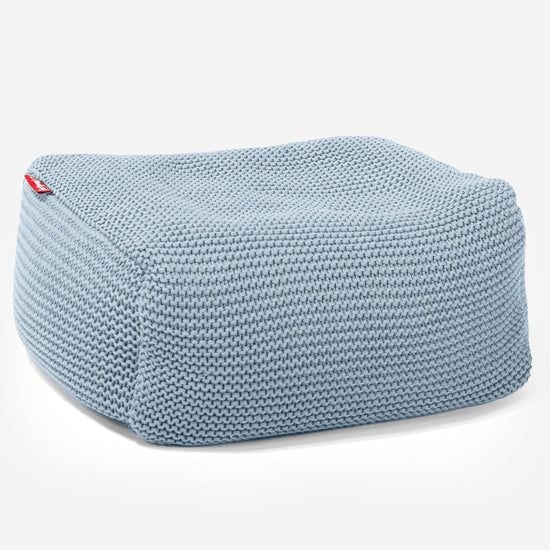 LOUNGE PUG - Voetenbank Poef - Ellos Gebreide Mistig Blauw