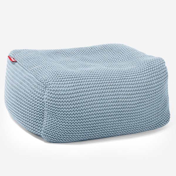 LOUNGE PUG - Voetenbank Poef - Ellos Gebreide Mistig Blauw