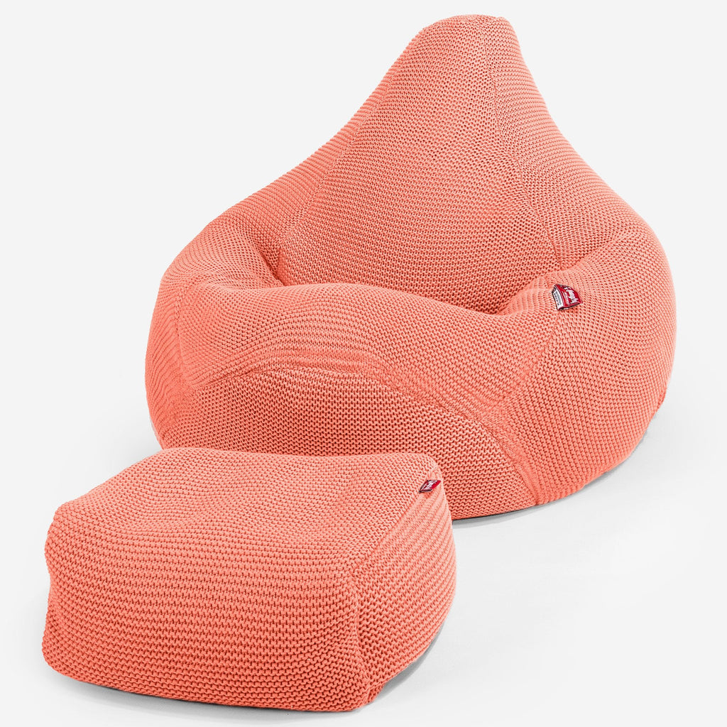 LOUNGE PUG - Zitzak Gaming Stoel - Fauteuil Poef - Ellos Gebreide Koraal