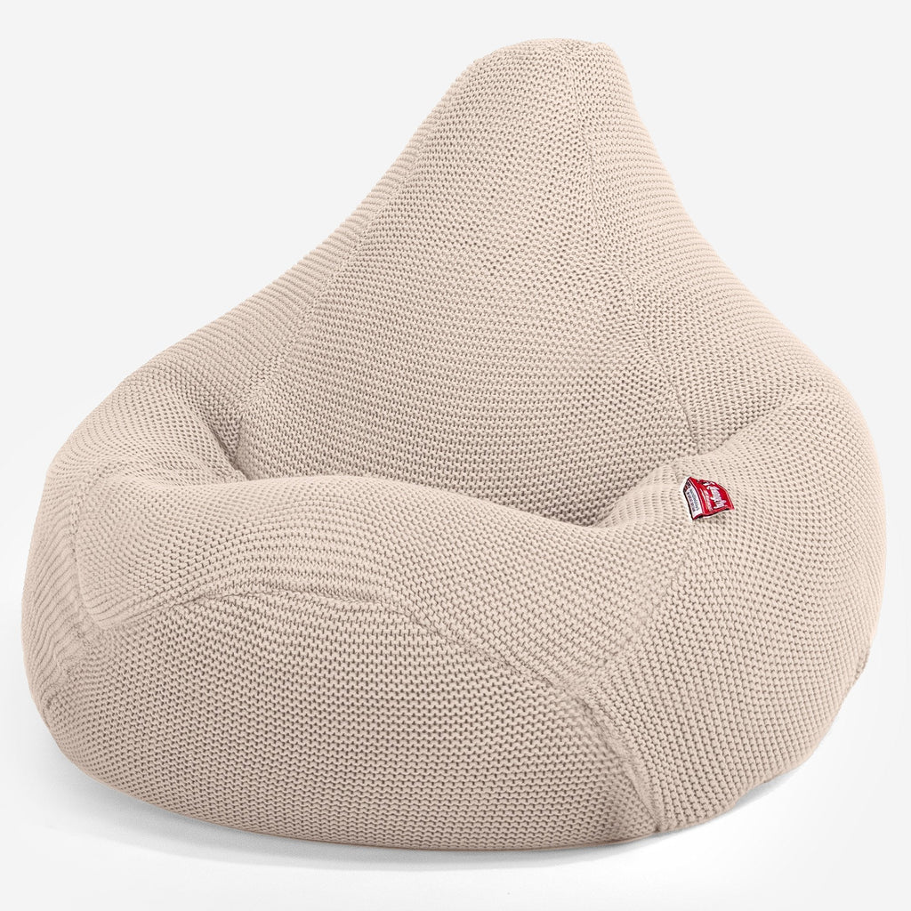 LOUNGE PUG - Zitzak Gaming Stoel - Fauteuil Poef - Ellos Gebreide Crème