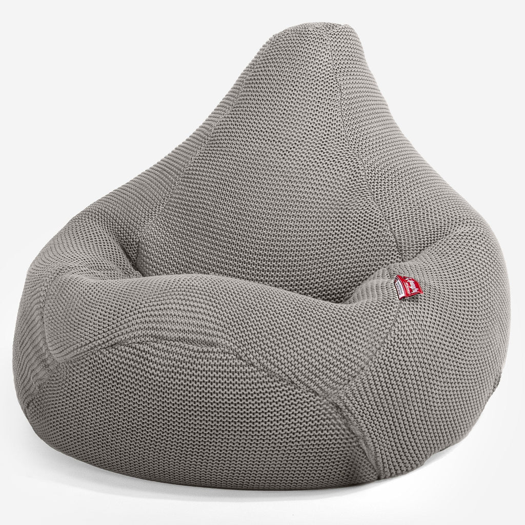 LOUNGE PUG - Zitzak Gaming Stoel - Fauteuil Poef - Ellos Gebreide Grijs