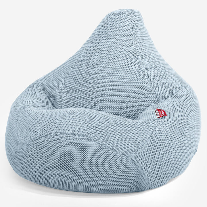 LOUNGE PUG - Zitzak Gaming Stoel - Fauteuil Poef - Ellos Gebreide Mistig Blauw