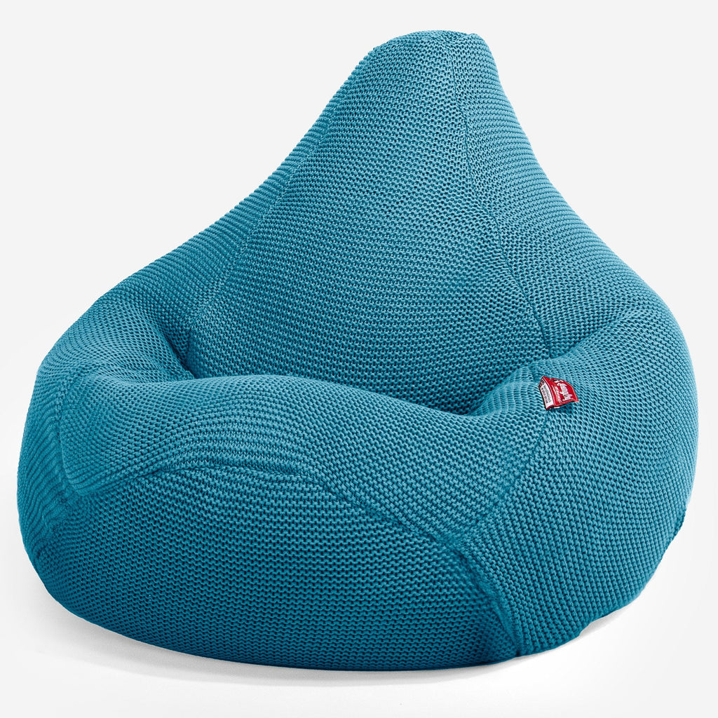 LOUNGE PUG - Zitzak Gaming Stoel - Fauteuil Poef - Ellos Gebreide Petrol