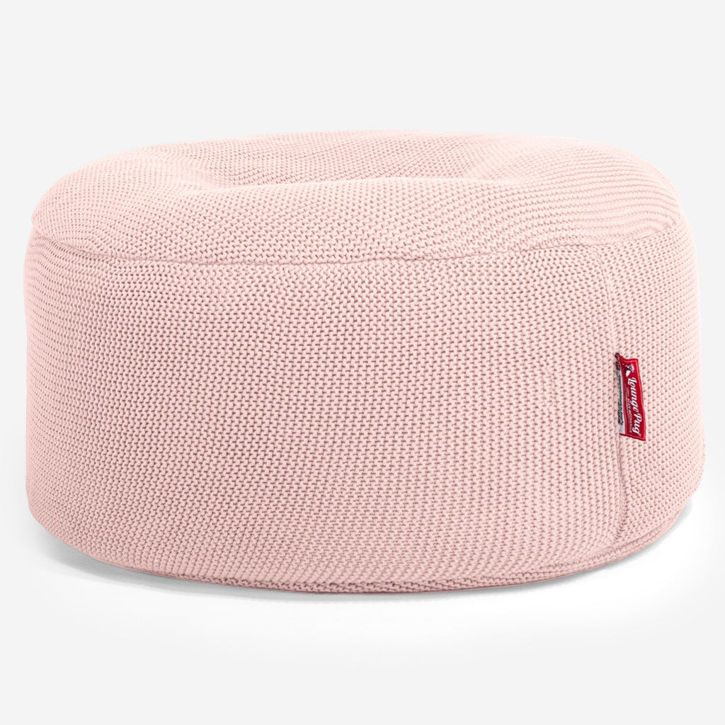 LOUNGE PUG - Ronde Poef - Zitzak - Ellos Gebreide Baby Roze