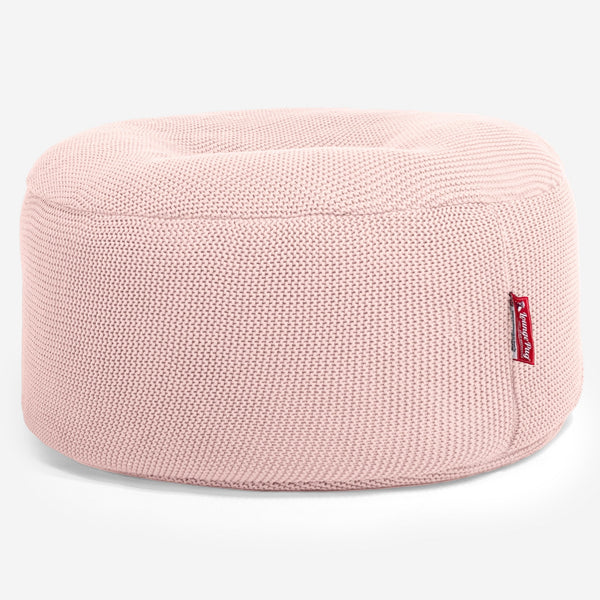 LOUNGE PUG - Ronde Poef - Zitzak - Ellos Gebreide Baby Roze