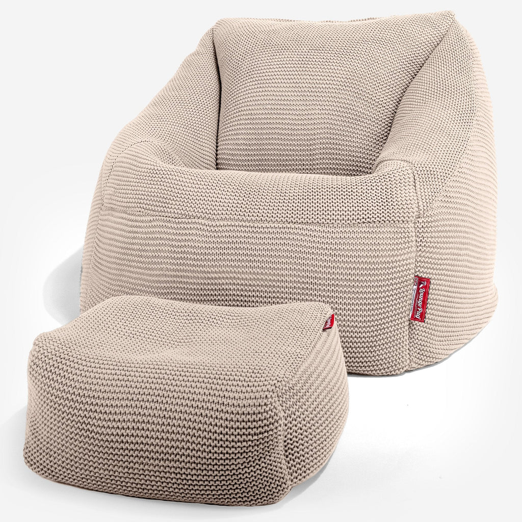 Lounge Pug - Ellos Gebreide - Zitzakstoel Nautilus - Zitzak Fauteuil - Crème