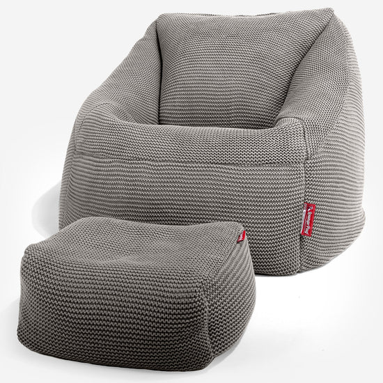 Lounge Pug - Ellos Gebreide - Zitzakstoel Nautilus - Zitzak Fauteuil - Grijs