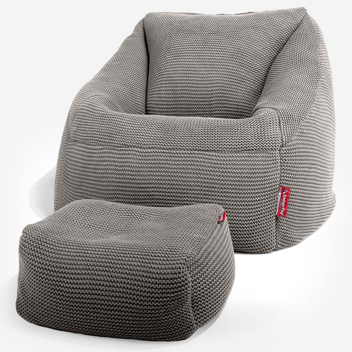 Lounge Pug - Ellos Gebreide - Zitzakstoel Nautilus - Zitzak Fauteuil - Grijs