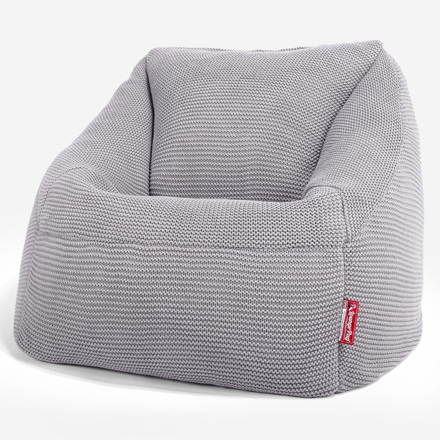 Lounge Pug - Ellos Gebreide - Zitzakstoel Nautilus - Zitzak Fauteuil - Lichtgrijze