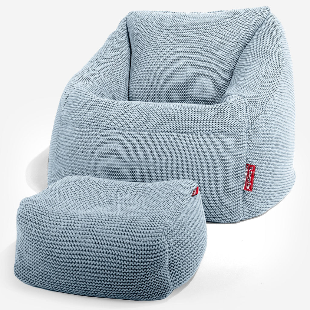 Lounge Pug - Ellos Gebreide - Zitzakstoel Nautilus - Zitzak Fauteuil - Mistig Blauw