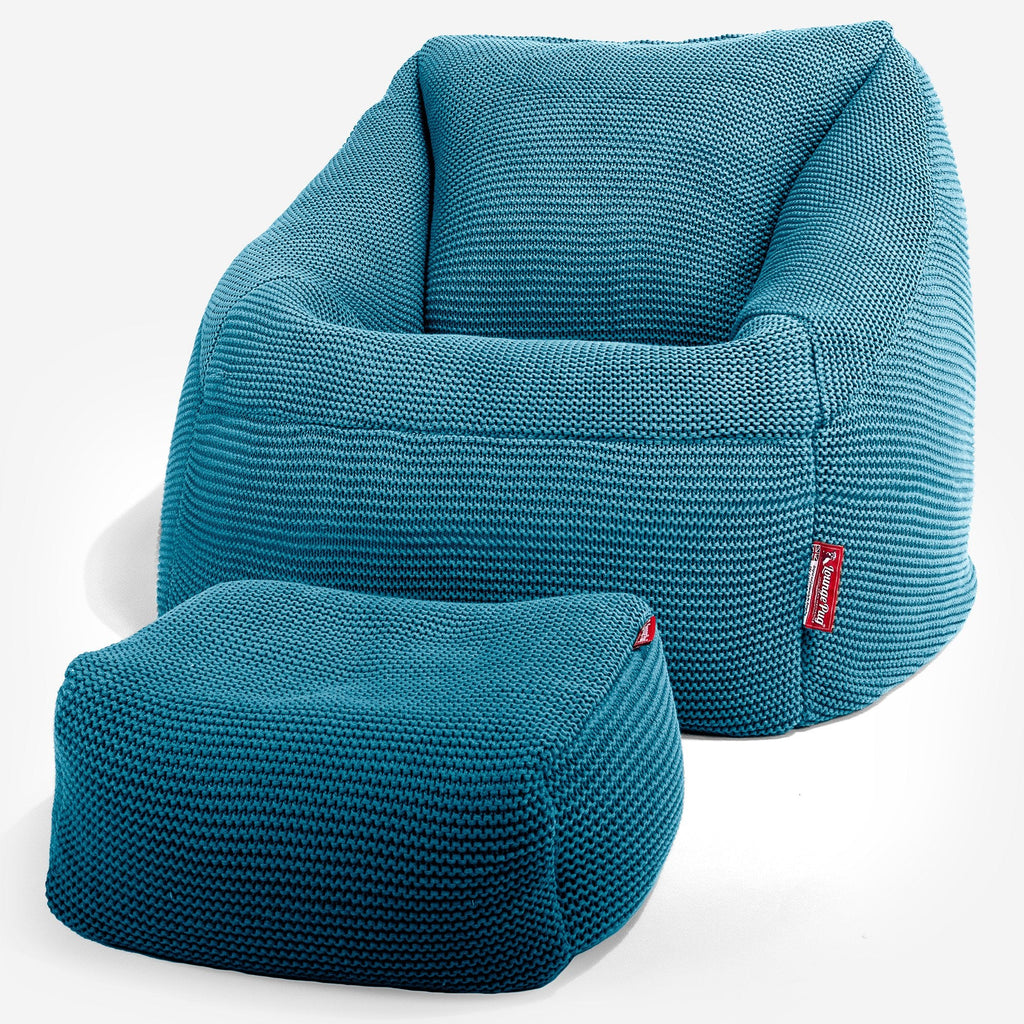 Lounge Pug - Ellos Gebreide - Zitzakstoel Nautilus - Zitzak Fauteuil - Petrol