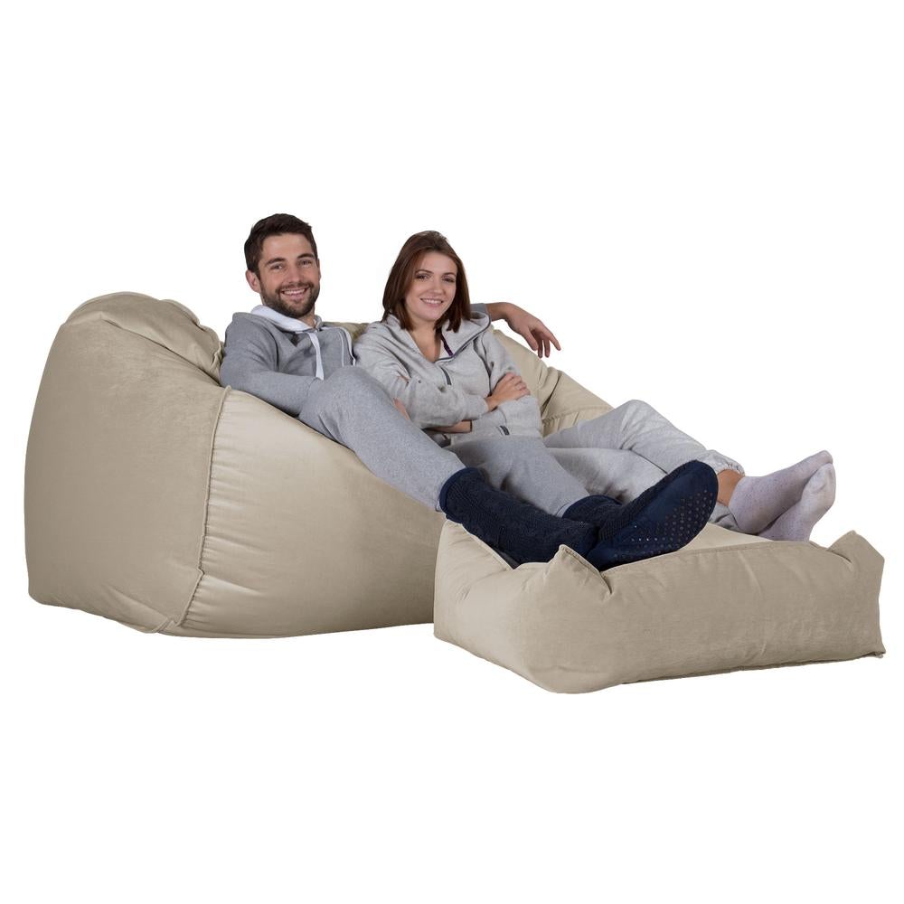 LOUNGE PUG, Grote Zitzak Bank, Slaapbank, Fluweel Mink